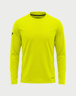 Vohl Hi Vis Long Sleeve T-Shirt – Safety Yellow – SKU HV-LS-100, front view with crew neck and athletic fit | color:Safety Yellow