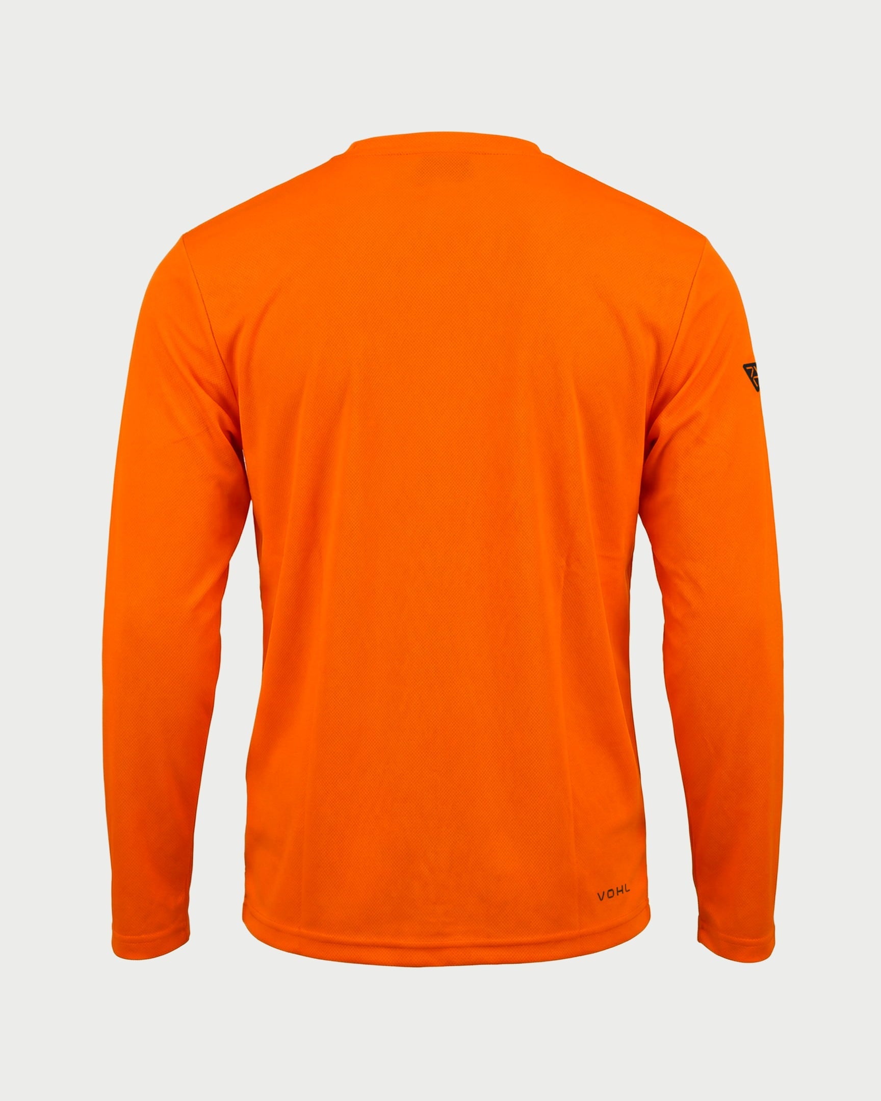 Vohl Hi Vis Long Sleeve T-Shirt – Safety Orange – SKU HV-LS-200, back view with full long sleeve coverage  | color:Safety Orange
