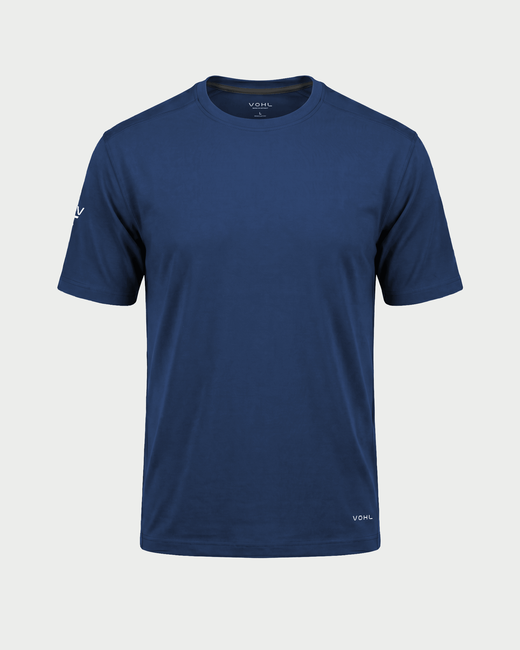 Men’s short sleeve crew neck T-shirt in Detroit Blue, front view – SKU WW-BT-600 | color:Detroit Blue