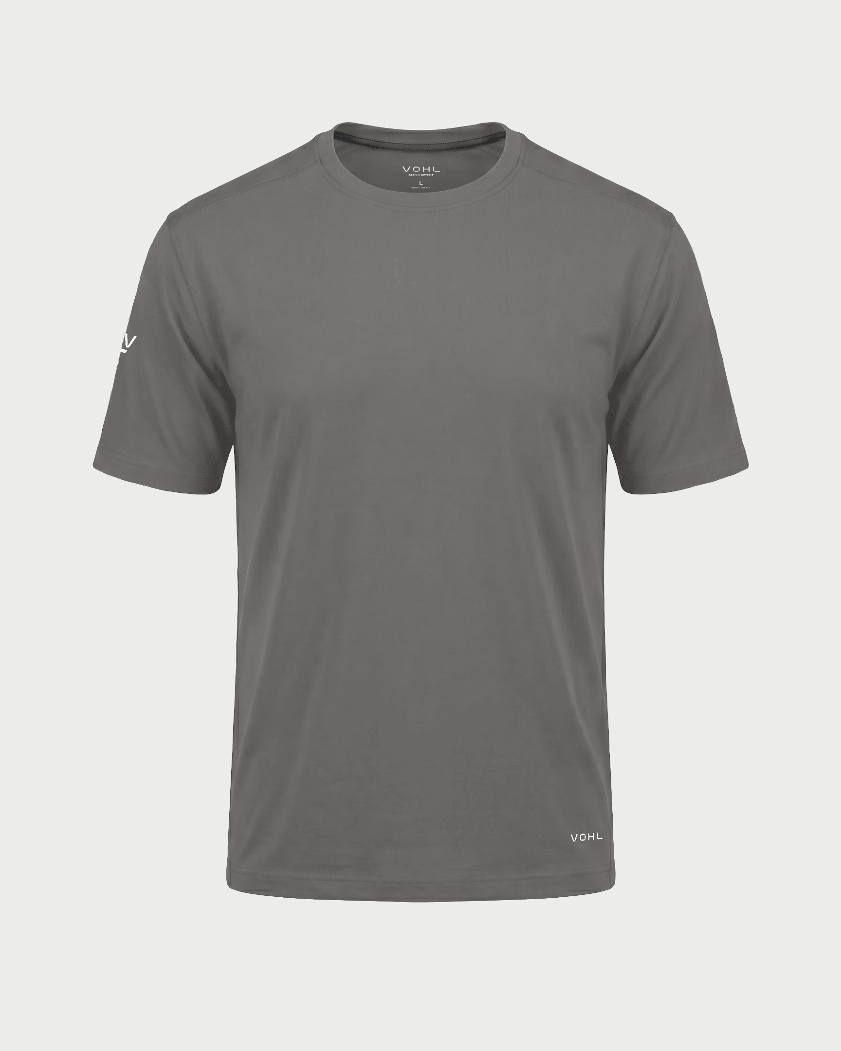 Men’s short sleeve crew neck T-shirt in Pewter, front view – SKU WW-BT-700 | color:Pewter