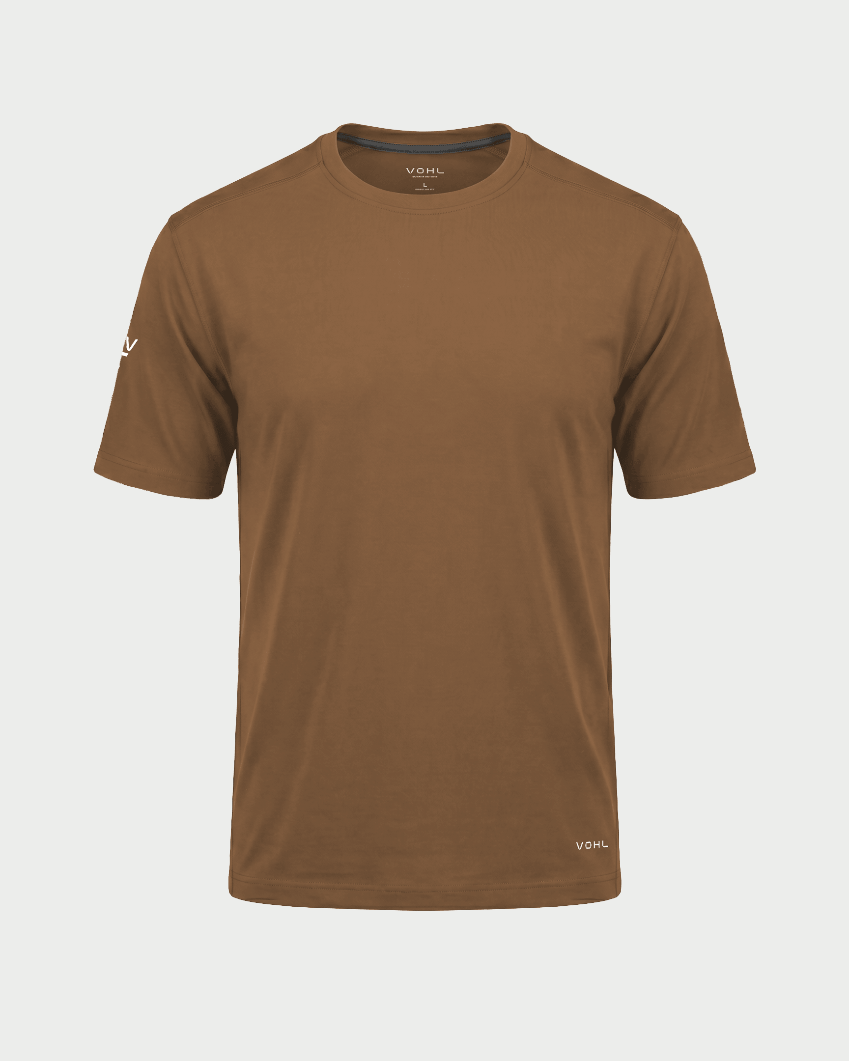 Men’s short sleeve crew neck T-shirt in Tobacco, front view – SKU WW-BT-800 | color:Tobacco