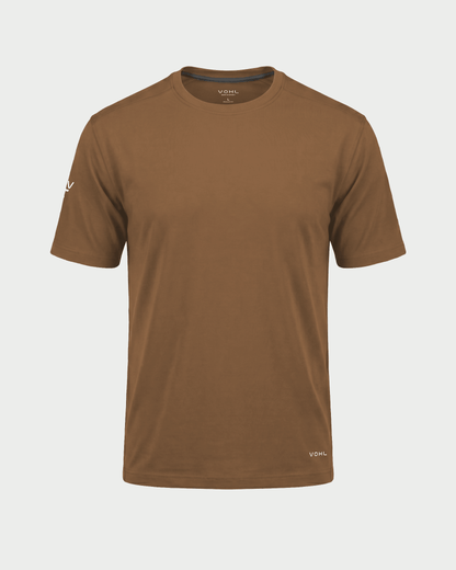Men’s short sleeve crew neck T-shirt in Tobacco, front view – SKU WW-BT-800 | color:Tobacco
