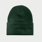 Vohl Beanie in Deep Forest Green, back view with black embroidered VOHL wordmark - SKU AC-BN-400-OS | color:Deep Forest Green