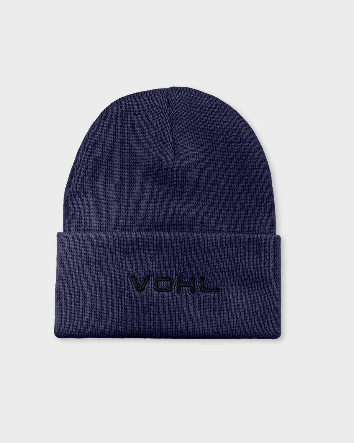 Vohl Beanie in Detroit Blue, back view with black embroidered VOHL wordmark - SKU AC-BN-600-OS | color:Detroit Blue