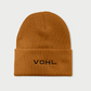 Vohl Beanie in Tobacco, back view with black embroidered VOHL wordmark - SKU AC-BN-800-OS | color:Tobacco