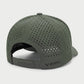 Back-angle view of green Vohl Cap with perforated panels, adjustable snapback and embroidered logo - SKU AC-CV-400-OS | color:Green