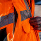Vohl Hi Vis Waterproof Insulated Jacket – Safety Orange – SKU HV-IJ-205, lifestyle closeup | color:Safety Orange