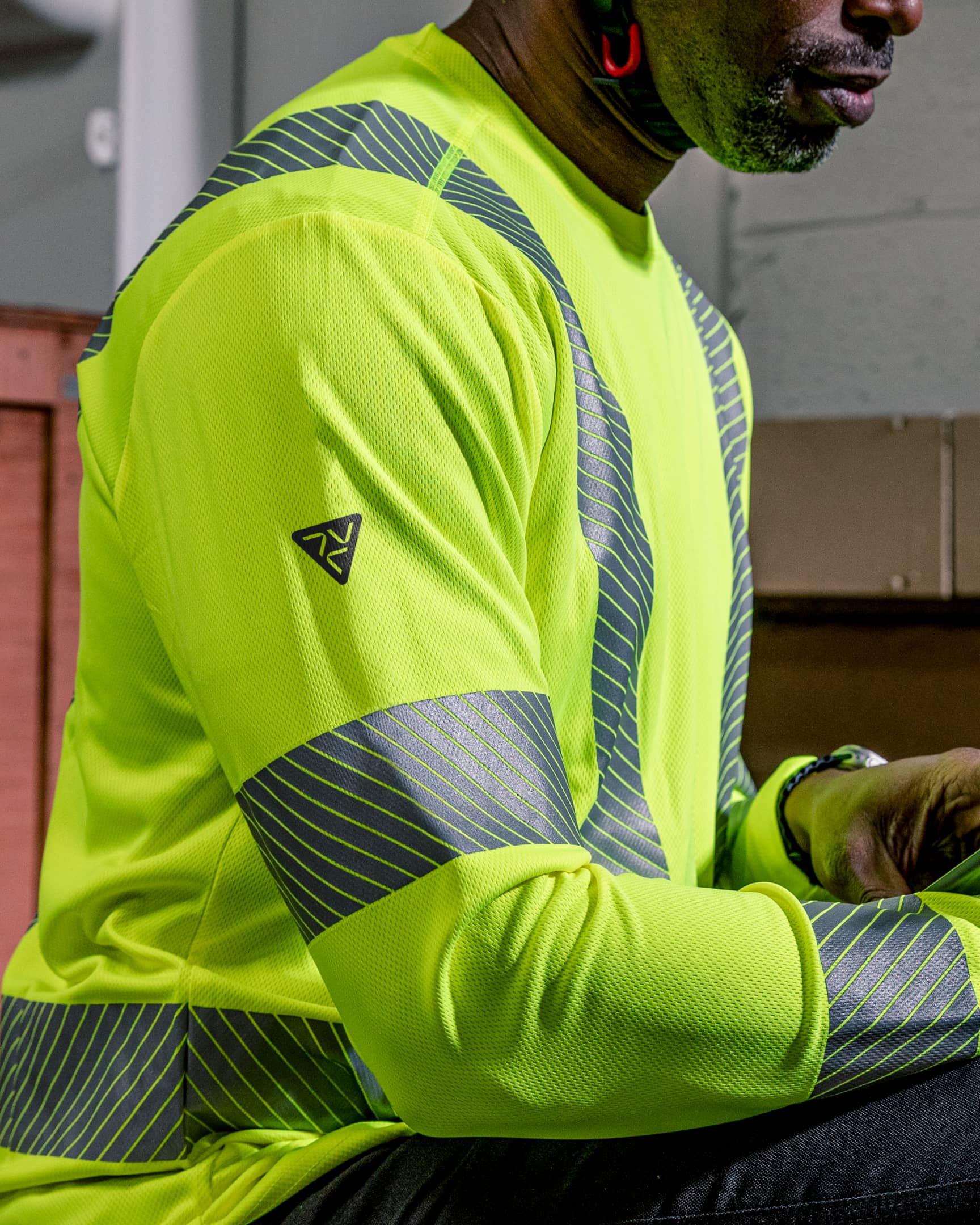 Vohl Hi Vis Long Sleeve Reflective T-Shirt – Safety Yellow – SKU HV-LS-105, Lifestyle tablet | color:Safety Yellow