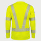 Vohl Hi Vis Long Sleeve Reflective T-Shirt – Safety Yellow – SKU HV-LS-105, back view with reflective V panel and sleeve bands | color:Safety Yellow