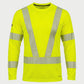 Vohl Hi Vis Long Sleeve Reflective T-Shirt – Safety Yellow – SKU HV-LS-105, front view with segmented reflective V detailing | color:Safety Yellow