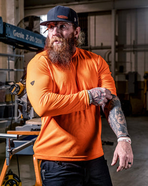 Vohl Hi Vis Long Sleeve T-Shirt – Safety Orange – SKU HV-LS-200, lifestyle | color:Safety Orange