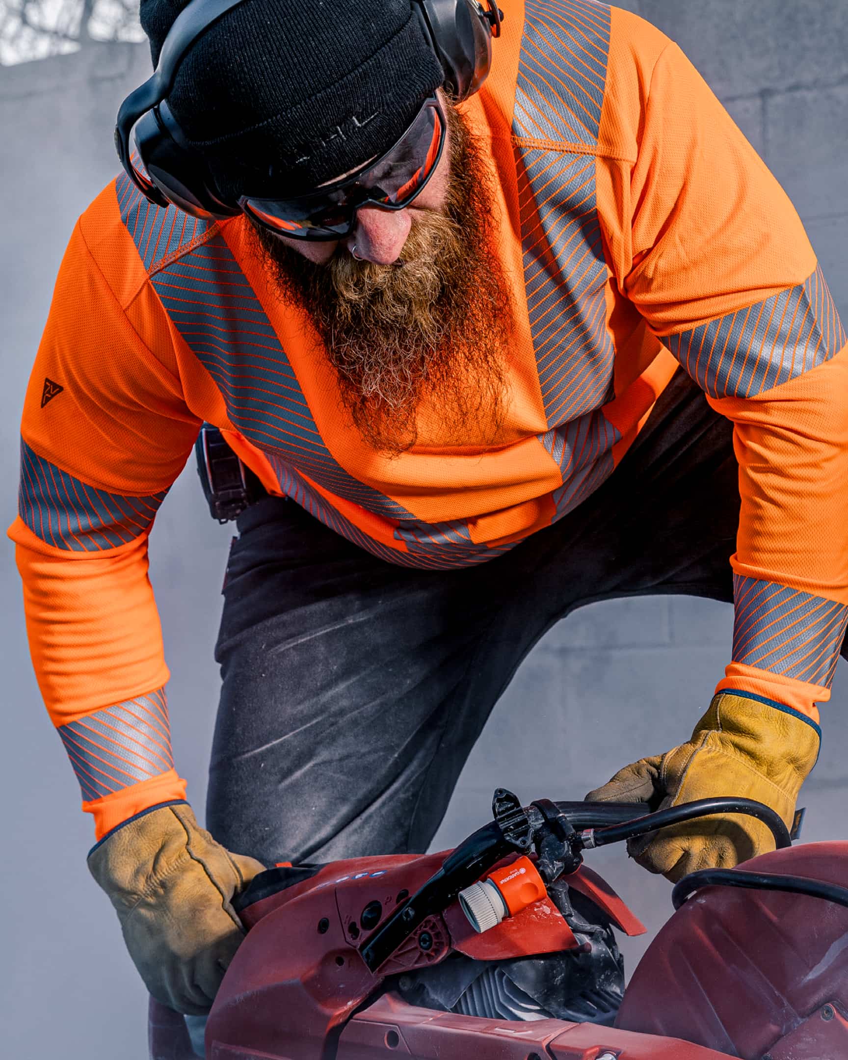 Vohl Hi Vis Long Sleeve Reflective T-Shirt – Safety Orange – SKU HV-LS-205, Lifestyle 01 | color:Safety Orange
