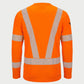 Vohl Hi Vis Long Sleeve Reflective T-Shirt – Safety Orange – SKU HV-LS-205, back view with reflective V panel and sleeve bands | color:Safety Orange