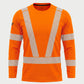Vohl Hi Vis Long Sleeve Reflective T-Shirt – Safety Orange – SKU HV-LS-205, front view with segmented reflective V detailing | color:Safety Orange