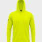 Vohl Hi Vis Long Sun Hoody – Safety Yellow – SKU HV-SH-100, front view with hood up and long sleeve coverage | color:Safety Yellow