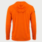 Vohl Hi Vis Long Sun Hoody – Safety Orange – SKU HV-SH-200, back view with hood and extended sun protection coverage | color:Safety Orange