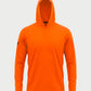 Vohl Hi Vis Long Sun Hoody – Safety Orange – SKU HV-SH-200, front view with hood up and long sleeve coverage | color:Safety Orange
