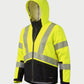 Vohl Hi Vis Waterproof Shell Jacket - Safety Yellow - SKU HV-SJ-105, angled front view with full zip closure and reflective safety panels | color:Safety Yellow
