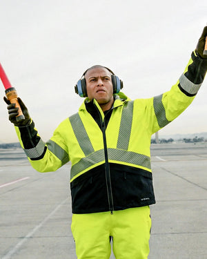 Vohl Hi Vis Waterproof Shell Jacket – Safety Yellow – SKU HV-SJ-105, lifestyle | color:Safety Yellow