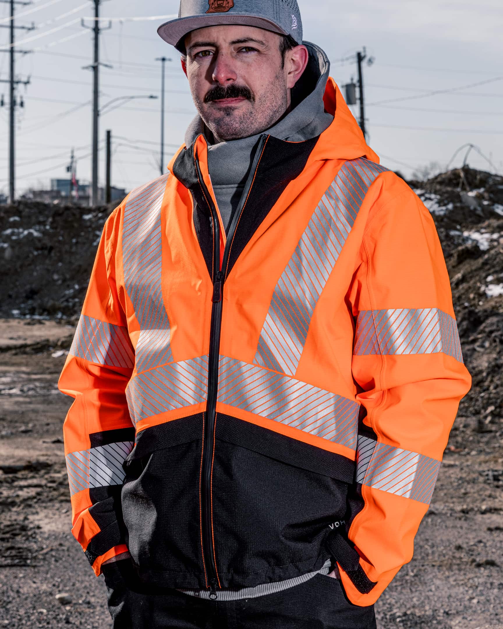 Vohl Hi Vis Waterproof Shell Jacket – Safety Orange – SKU HV-SJ-205, lifestyle | color:Safety Orange