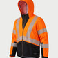 Vohl Hi Vis Waterproof Shell Jacket - Safety Orange - SKU HV-SJ-205, angled front view with full zip closure and reflective safety panels | color:Safety Orange
