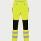 Vohl Hi Vis Waterproof Shell Pant - Safety Yellow - SKU HV-SP-105, front view with elastic waistband, reflective leg bands and Black knee panels | color: Safety Yellow