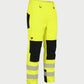 Vohl Hi Vis Waterproof Shell Pant - Safety Yellow - SKU HV-SP-105, angled front view with reinforced knee panels and reflective striping | color: Safety Yellow