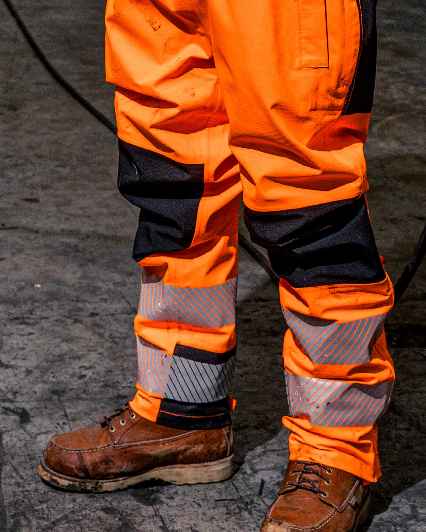 Vohl Hi Vis Waterproof Shell Pant – Safety Orange – SKU HV-SP-205, lifestyle closeup | color:Safety Orange