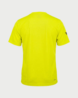 Vohl Hi Vis Short Sleeve T-Shirt – Safety Yellow – SKU HV-SS-100, back view with short sleeve coverage | color:Safety Yellow