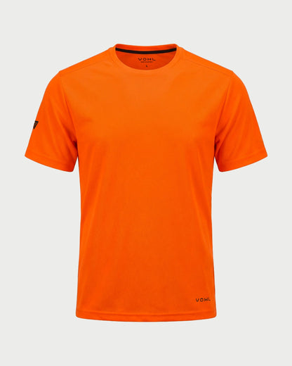 Vohl Hi Vis Short Sleeve T-Shirt – Safety Orange – SKU HV-SS-200, front view with crew neck and athletic fit | color:Safety Orange
