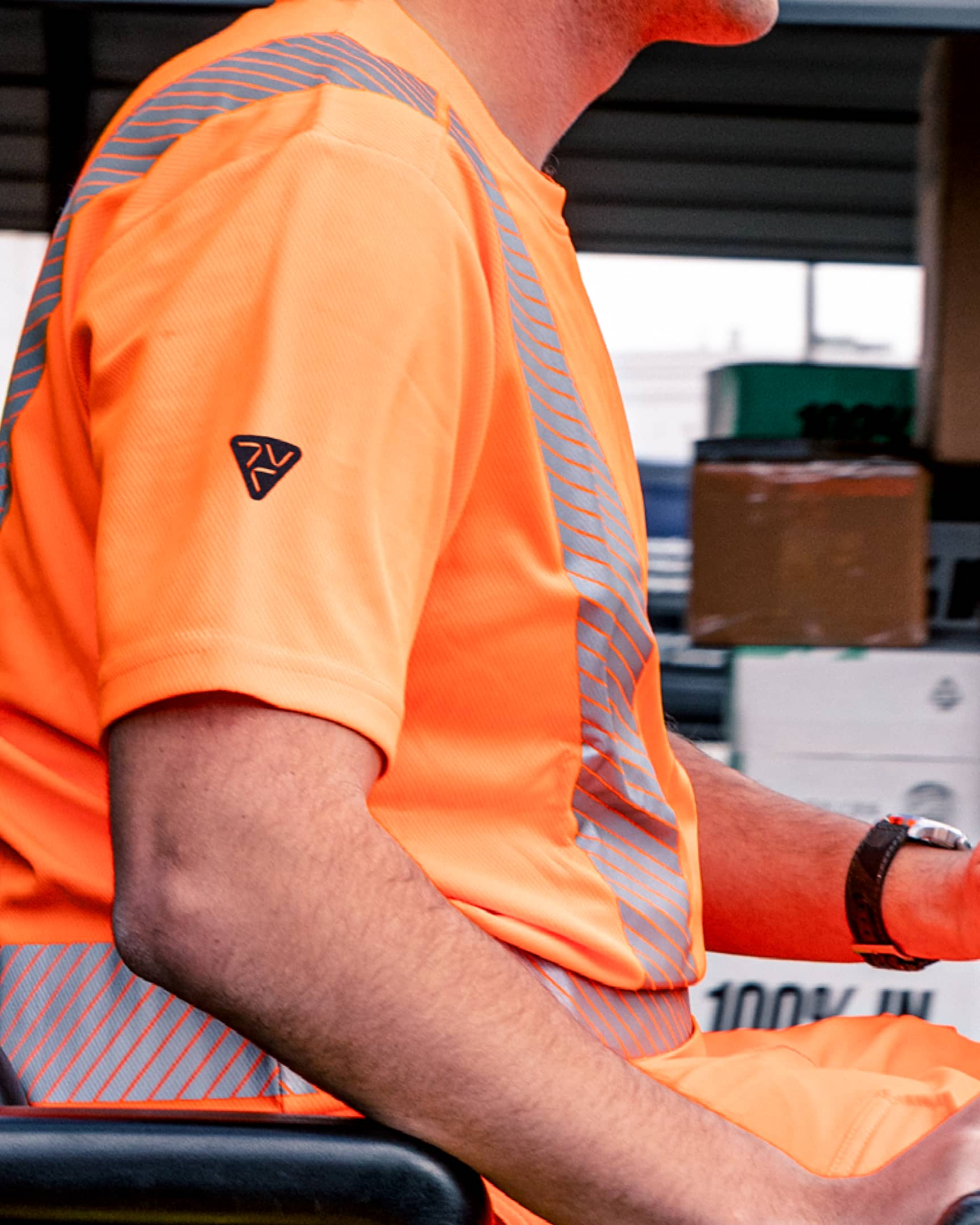 Vohl Hi Vis Short Sleeve Reflective T-Shirt – Safety Yellow – SKU HV-SS-105,  Lifestyle  2| color:Safety Orange