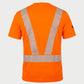 Vohl Hi Vis Short Sleeve Reflective T-Shirt – Safety Yellow – SKU HV-SS-205, back view with reflective tape detail | color:Safety Orange