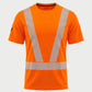 Vohl Hi Vis Short Sleeve Reflective T-Shirt – Safety Yellow – SKU HV-SS-205, front view with segmented reflective tape and crew neck | color:Safety Orange