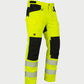 Vohl Hi Vis Utility Pant – Safety Yellow – SKU HV-UP-105, angled front view showing utility pockets, D-ring attachments and Cordura contrast panels | color:Safety Yellow