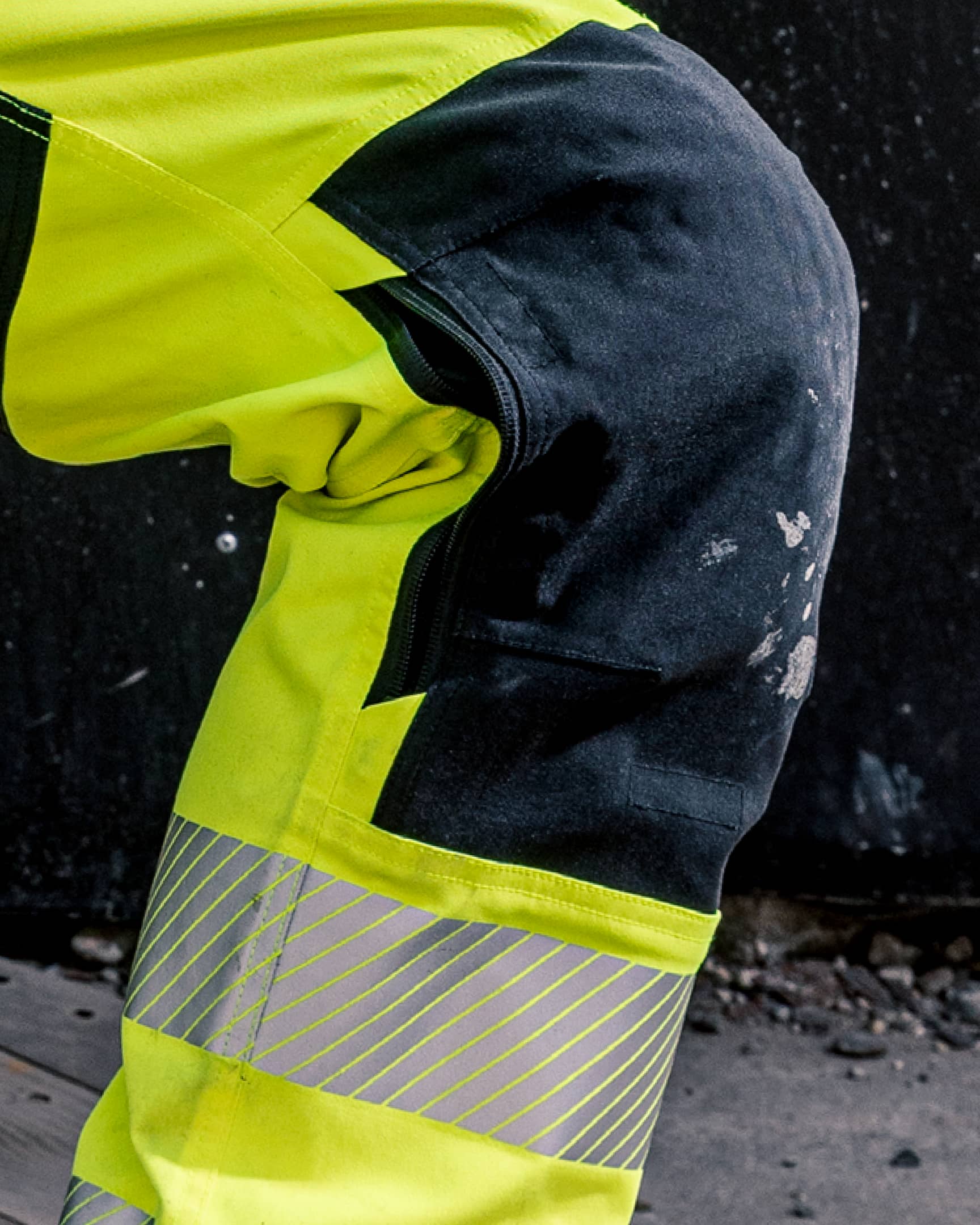 Vohl Hi Vis Utility Pant – Safety Yellow – SKU HV-UP-105 lifestyle close-up | color:Safety Yellow