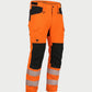 Vohl Hi Vis Utility Pant – Safety Orange – SKU HV-UP-205, angled front view showing utility pockets, D-ring attachments and Cordura contrast panels | color:Safety Orange