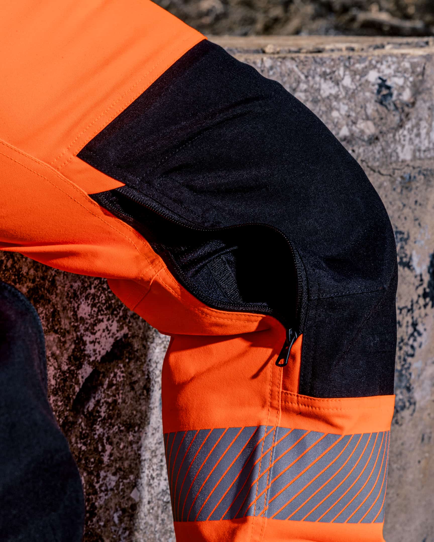 Vohl Hi Vis Utility Pant – Safety Orange – SKU HV-UP-205, lifestyle close-up | color:Safety Orange