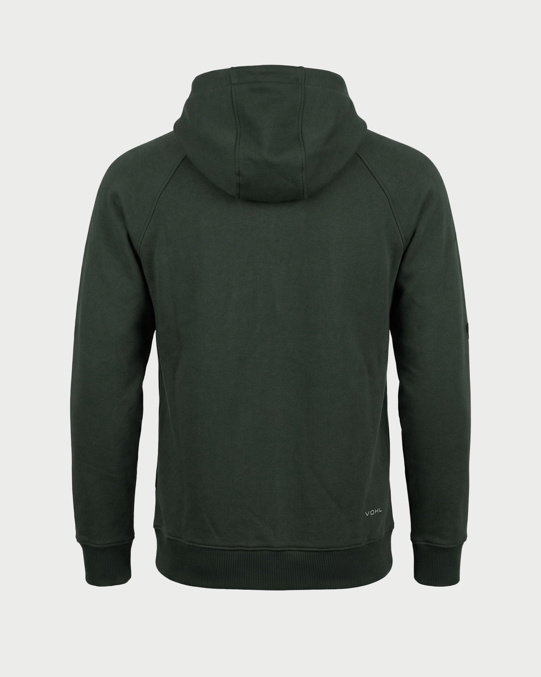 Vohl Heavyweight Fleece Hoody - Deep Forest Green - SKU WW-PO-400, back view with structured hood and ribbed hem | color:Deep Forest Green