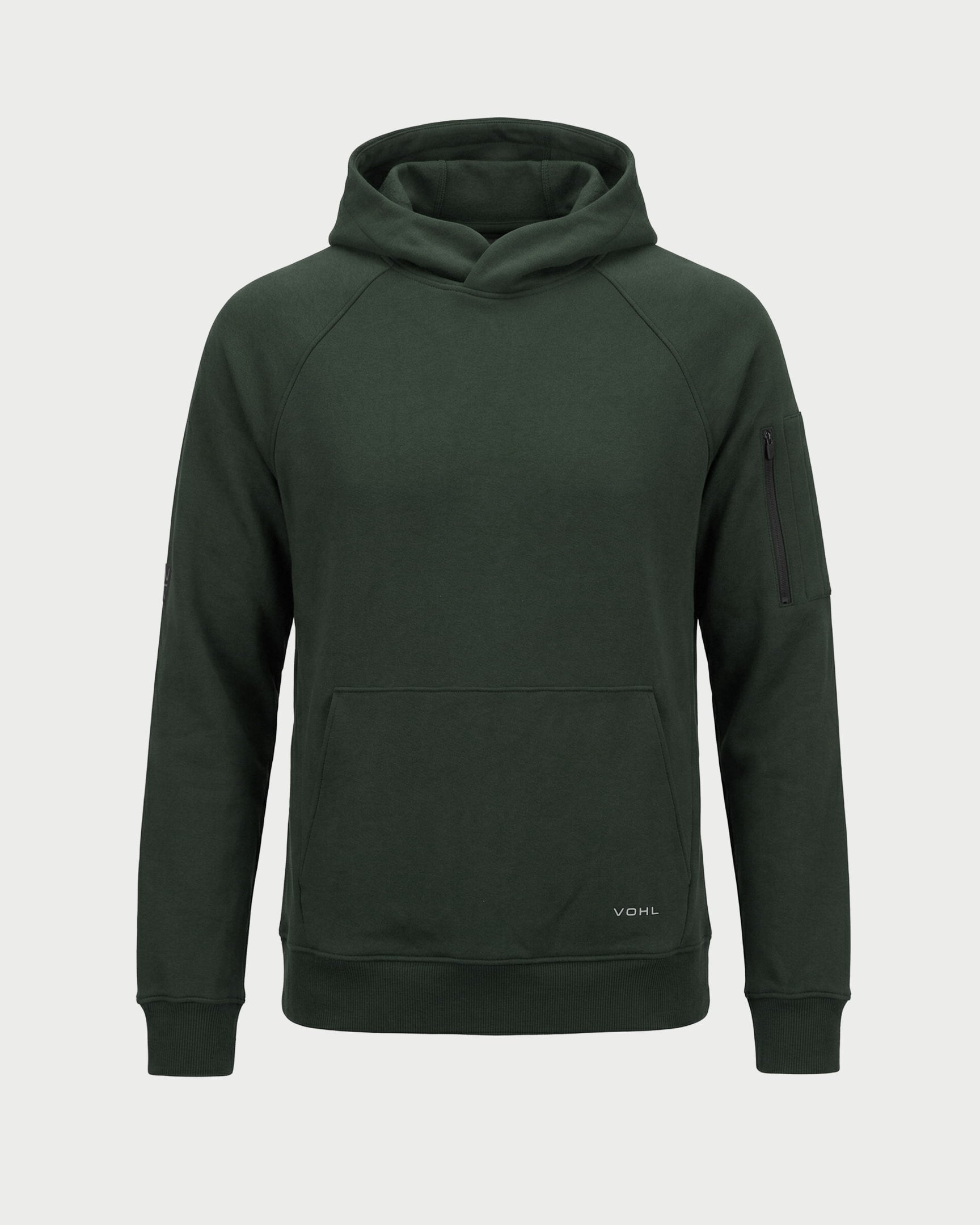Vohl Heavyweight Fleece Hoody - Deep Forest Green - SKU WW-PO-400, front view with kangaroo pocket and ribbed cuffs | color:Deep Forest Green