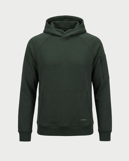 Vohl Heavyweight Fleece Hoody - Deep Forest Green - SKU WW-PO-400, front view with kangaroo pocket and ribbed cuffs | color:Deep Forest Green