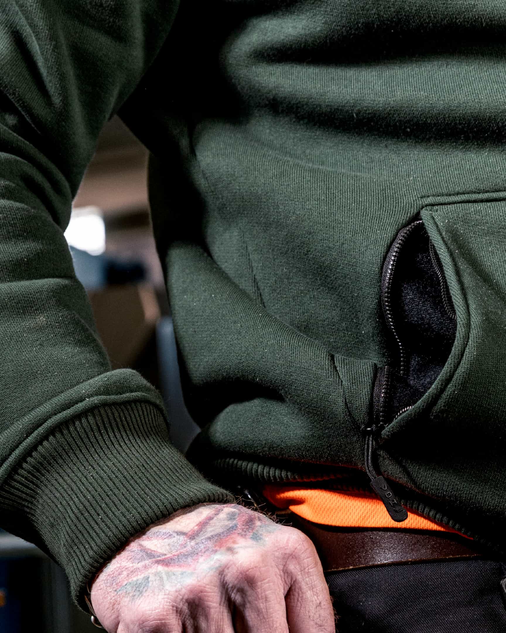 Vohl Heavyweight Fleece Hoody – Deep Forest Green – SKU WW-PO-400, Lifestyle  pocket | color:Deep Forest Green