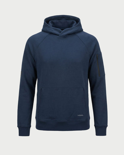 Vohl Heavyweight Fleece Hoody - Detroit Blue - SKU WW-PO-600, front view with kangaroo pocket and ribbed cuffs | color:Detroit Blue
