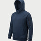 Vohl Heavyweight Fleece Hoody - Detroit Blue - SKU WW-PO-600, angled front view with hood up and sleeve zip pocket | color:Detroit Blue