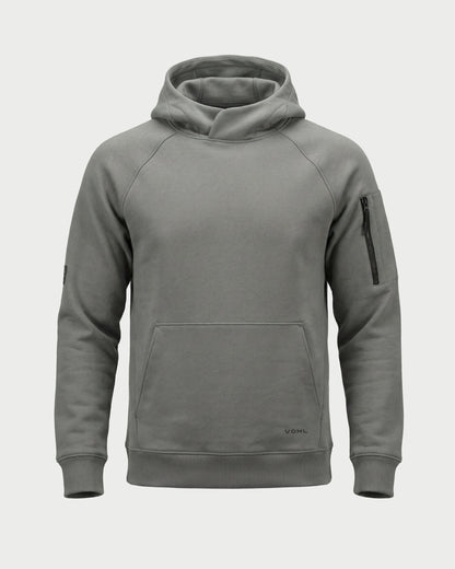 Vohl Heavyweight Fleece Hoody - Pewter - SKU WW-PO-700, front view with kangaroo pocket and ribbed cuffs | color:Pewter