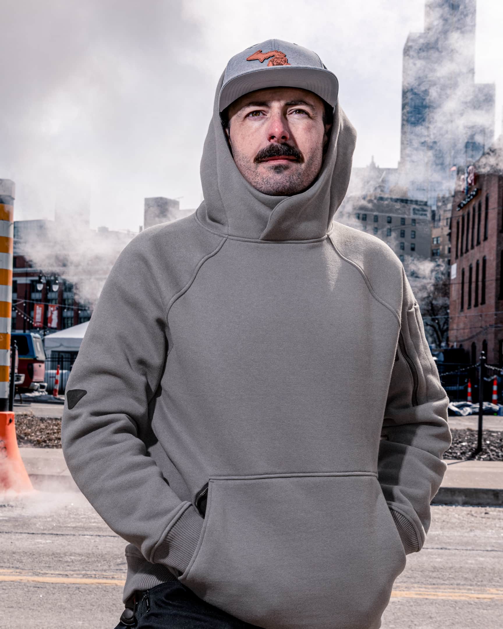 Vohl Heavyweight Fleece Hoody – Pewter – SKU WW-PO-700, lifestyle | color:Pewter