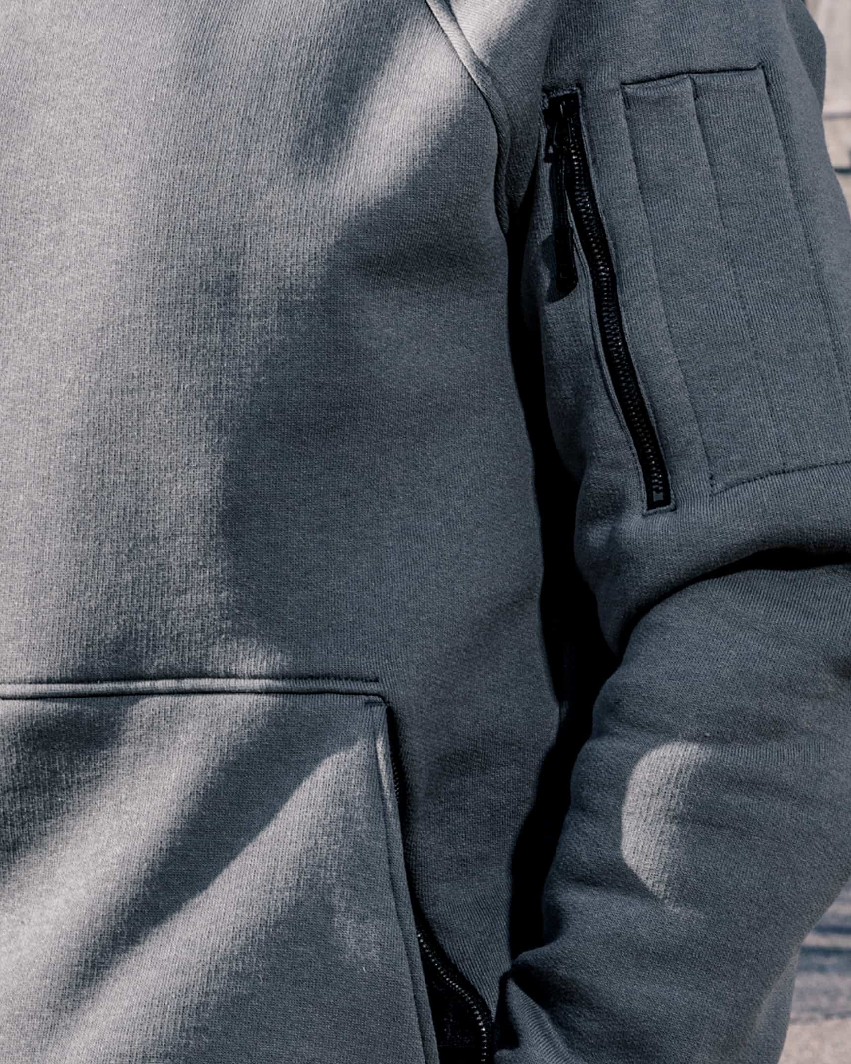Vohl Heavyweight Fleece Hoody – Pewter – SKU WW-PO-700, lifestyle pocket | color:Pewter