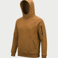 Vohl Heavyweight Fleece Hoody – Tobacco – SKU WW-PO-800, angled front view with hood up and sleeve zip pocket | color:Tobacco