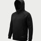Vohl Heavyweight Fleece Hoody – Black – SKU WW-PO-900, angled front view with hood up and sleeve zip pocket | color:Black