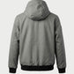 Vohl Quilted Lined Jacket - Pewter - SKU WW-UJ-700, back view with hood, Cordura outer shell and ribbed hem | color:Pewter