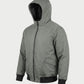 Vohl Quilted Lined Jacket - Pewter - SKU WW-UJ-700, angled front view with hood, full zip closure, flap pockets and Cordura outer shell | color:Pewter